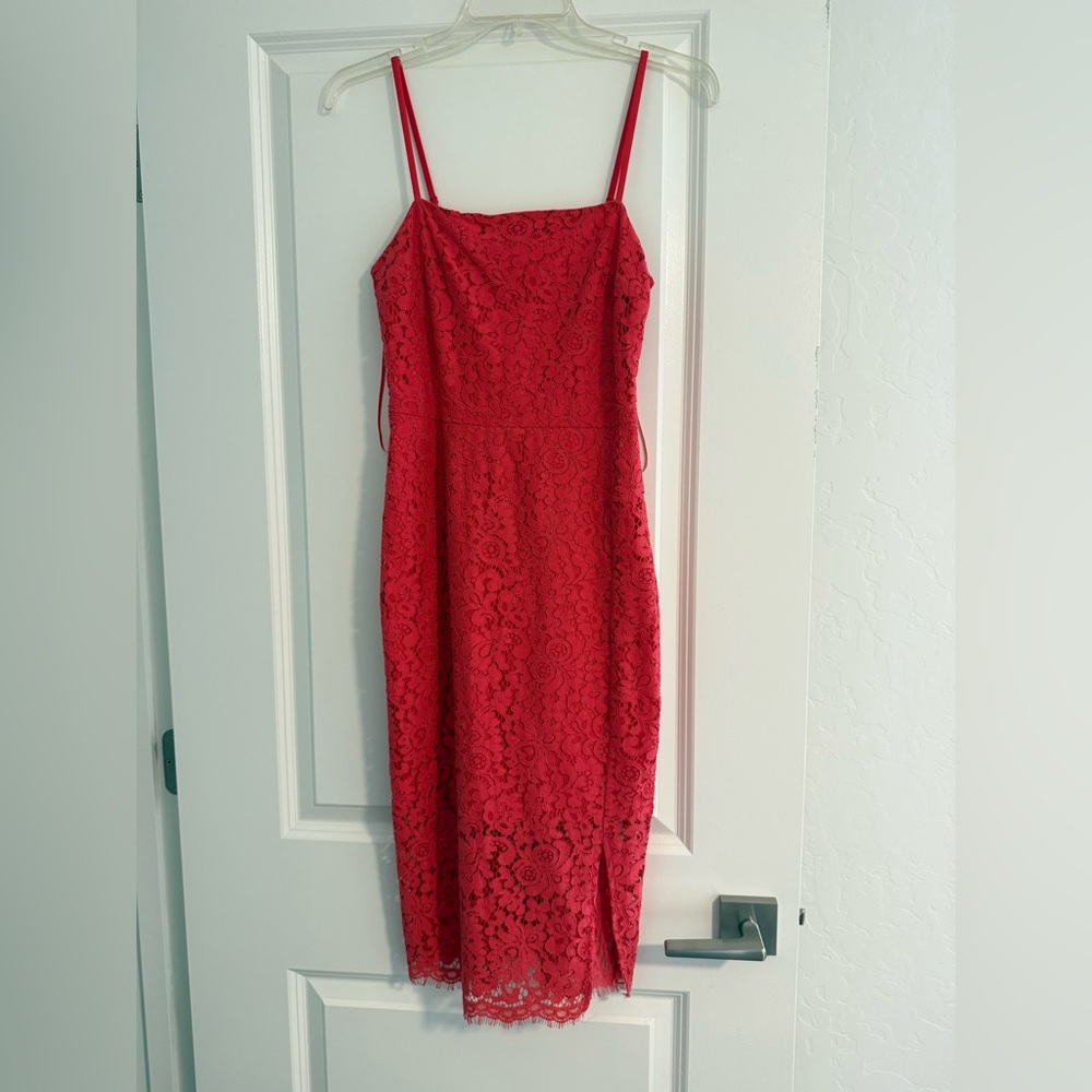 Express Red Lace Midi Dress